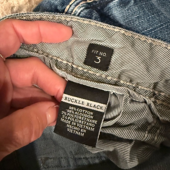 Buckle black straight leg jeans. - Picture 3 of 7